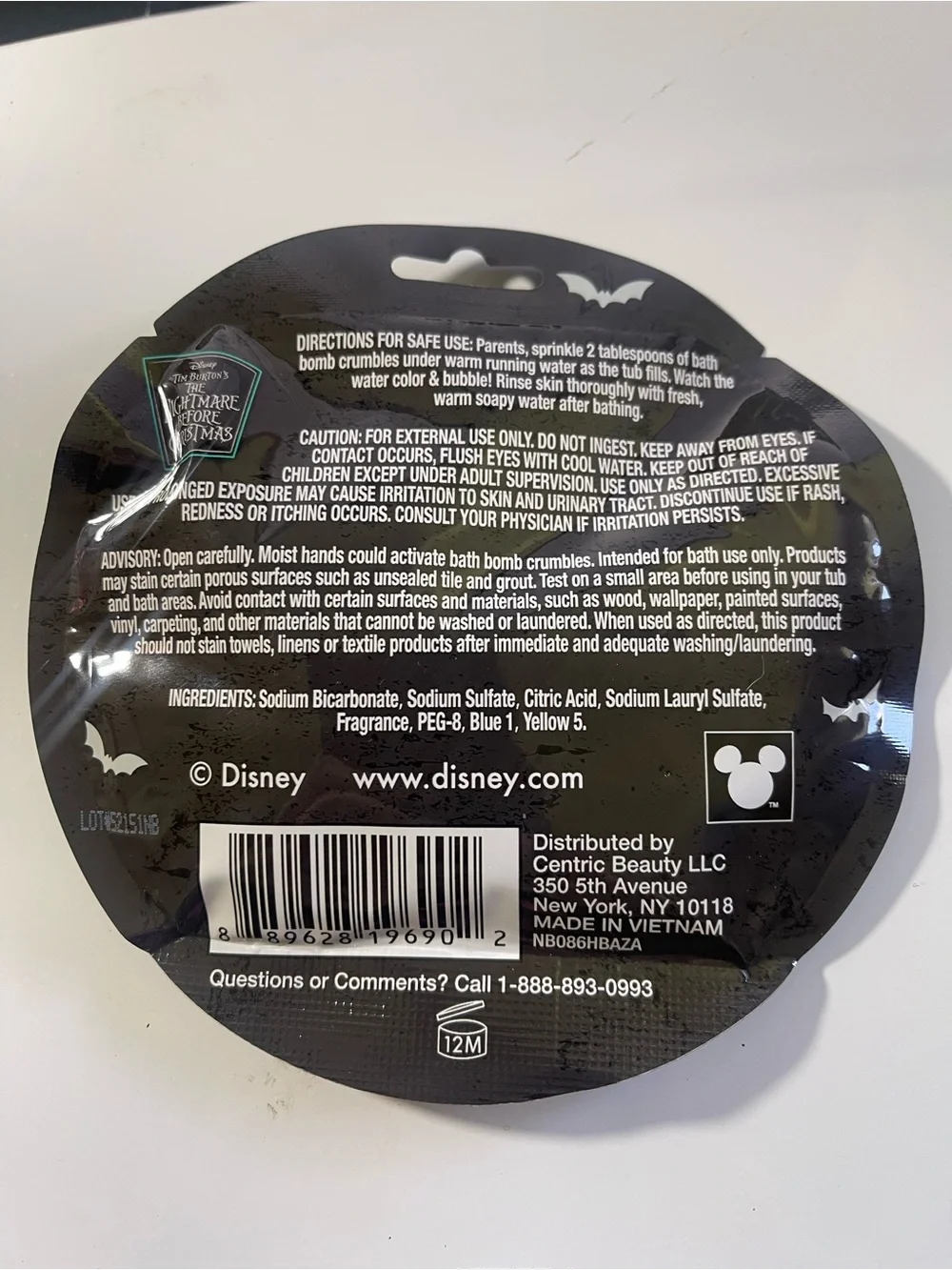 Disney The Nightmare Before Christmas Bath Crumbles Blueberry Bubbles Fizzles